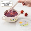 Children's bowl, double-ear wheat straw cartoon baby food bowl, plastic bowl with lid, rice bowl set, can be printed with LOGO Specification image